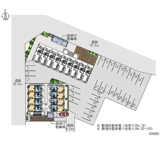 ★手数料０円★北上市九年橋１丁目　月極駐車場（LP）